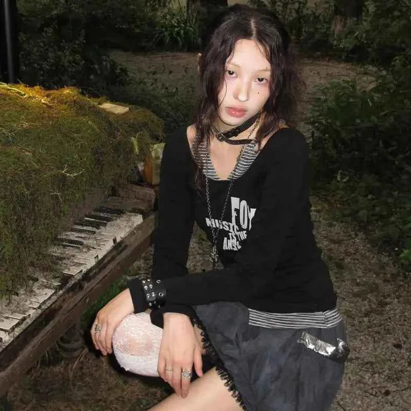 Gothic Patchwork Graphic T-Shirt