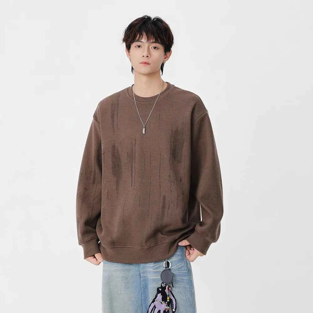 Streetwear Distressed Crew Neck Sweatshirt