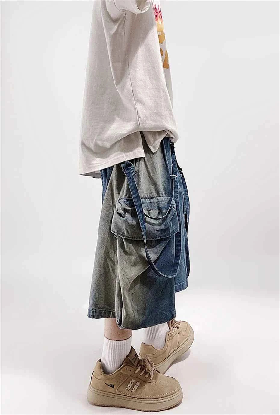 Vintage Denim Hip Hop Rivet Jorts