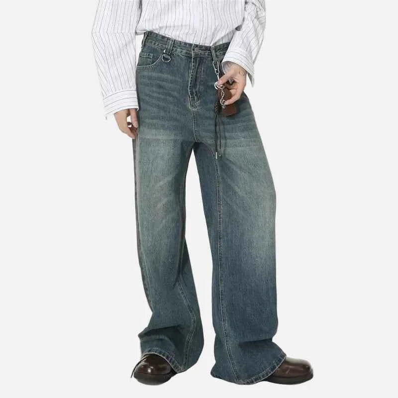 Y2K Camouflage Print Draped Floor Wide Leg Jeans