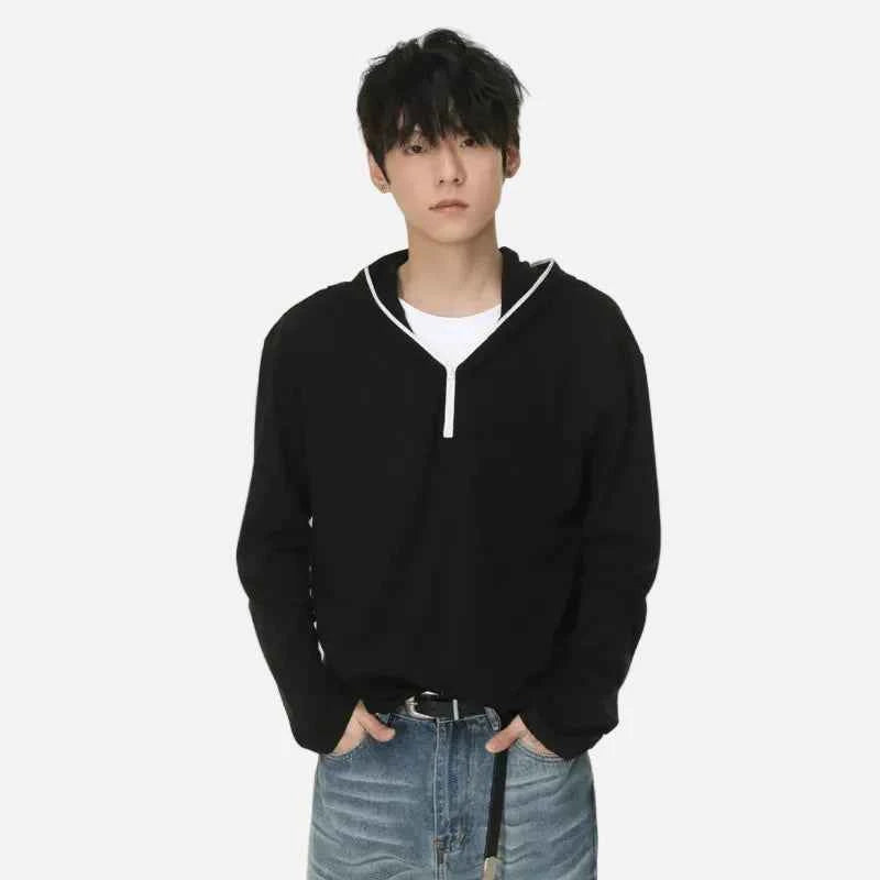 Minimalist Korean Style Lightweight Zip Hooded Sweatshirt