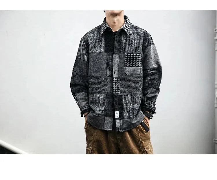 Retro Dark Color Plaid Shirt