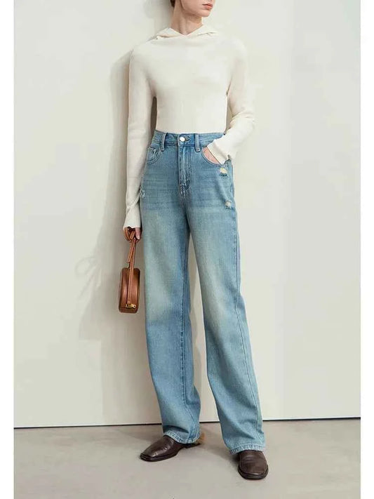 Minimalist Cotton Denim Wide Leg Jeans