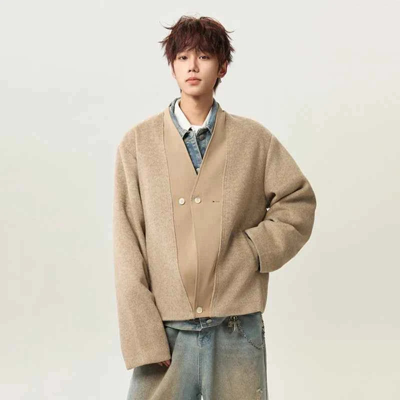 Versatile Double Faced V-Neck Woolen Cardigan