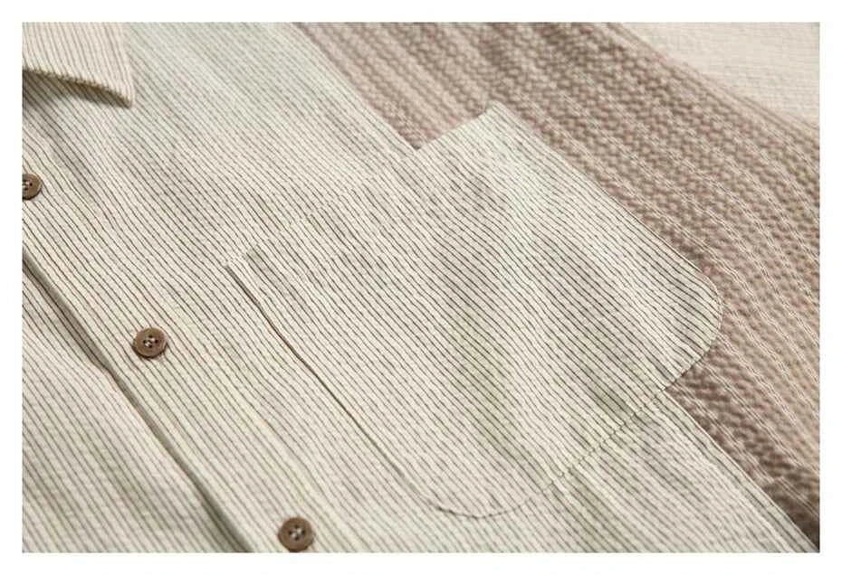 Oversized Striped Splicing Short Sleeve Casual Shirt