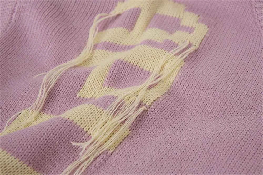 Y2K Women Cozy Distressed Oversized Knit Sweater