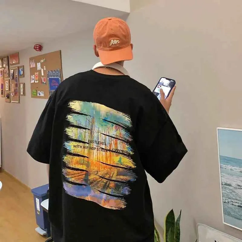 Trendy Korean Style Graphic Cotton T-Shirt