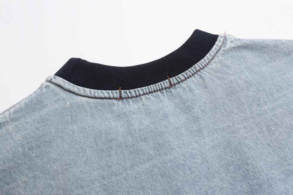 Y2K Starry Apple Embroidered Denim Sweatshirt