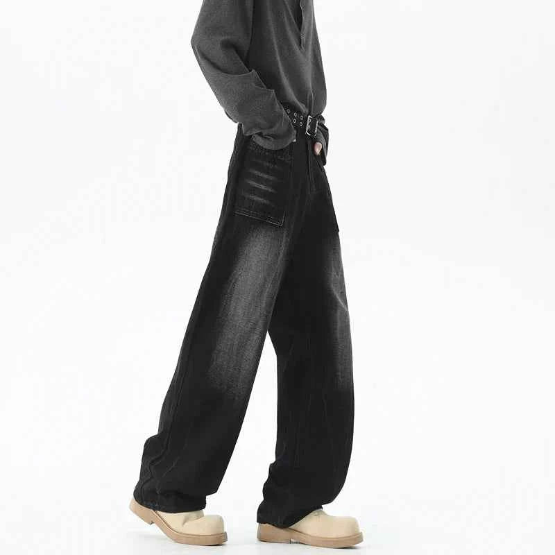Streetwear Black Washed Baggy Denim Jeans