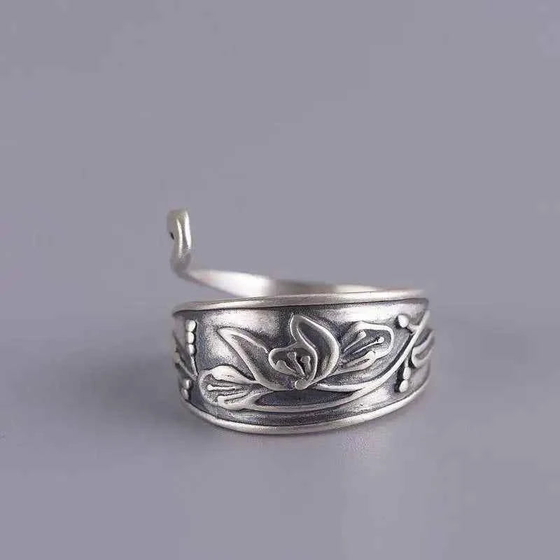 Elegant Lotus Flower Peacock Open Ring