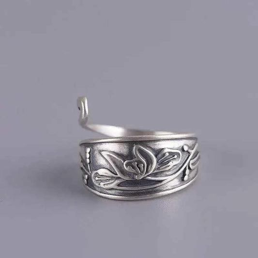 Elegant Lotus Flower Peacock Open Ring