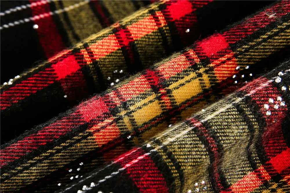 Plaid American Style Fake Two Piece Hooded Sweatshirt
