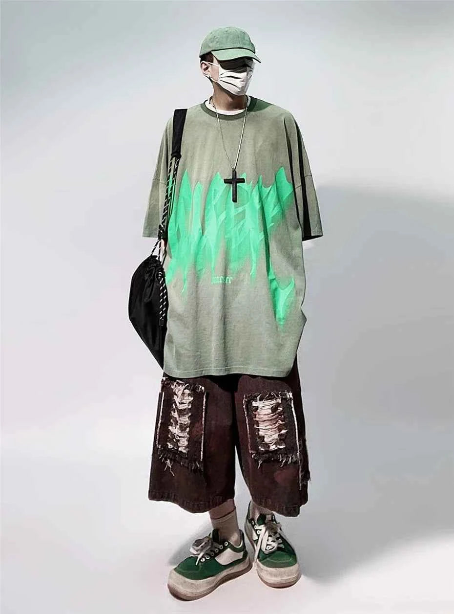 Vintage Streetwear Oversized Punk Print T-Shirt