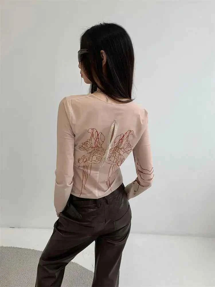 Women Reversible Mesh Sleeve T-Shirt