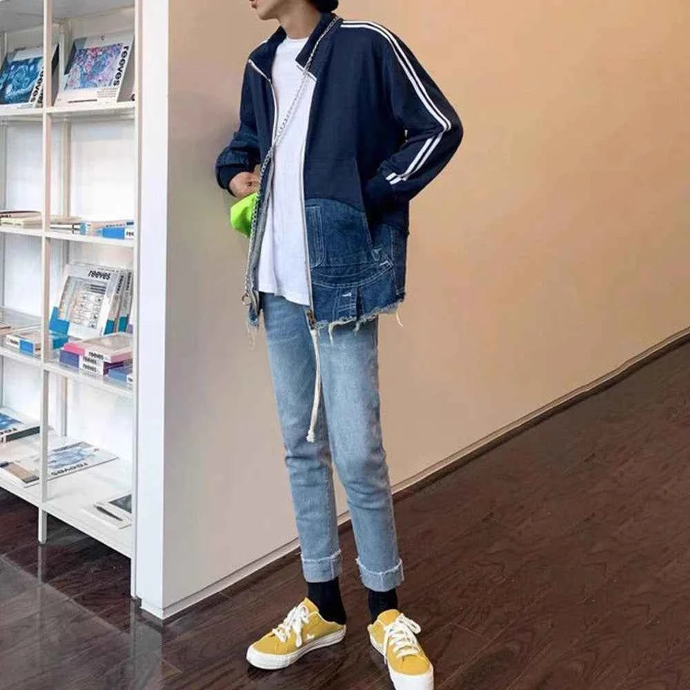 Luxury Striped Tassel Casual Denim Jacket