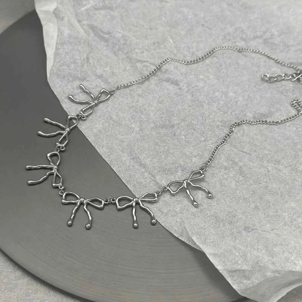 Stainless Steel Coquette Bowknot Necklace