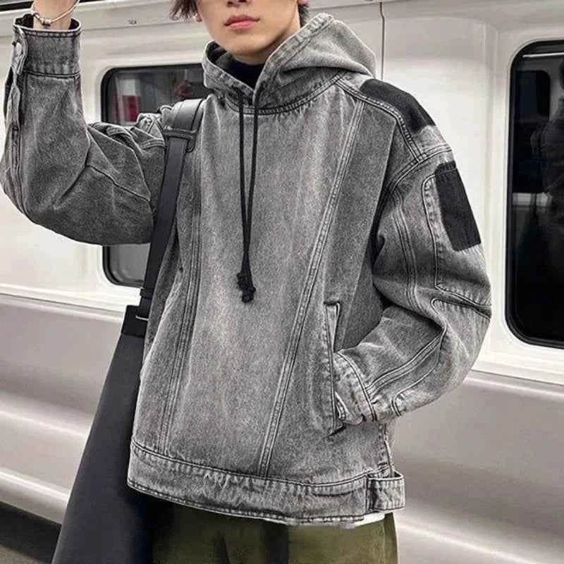 Vintage Japanese Style Denim Hoodie