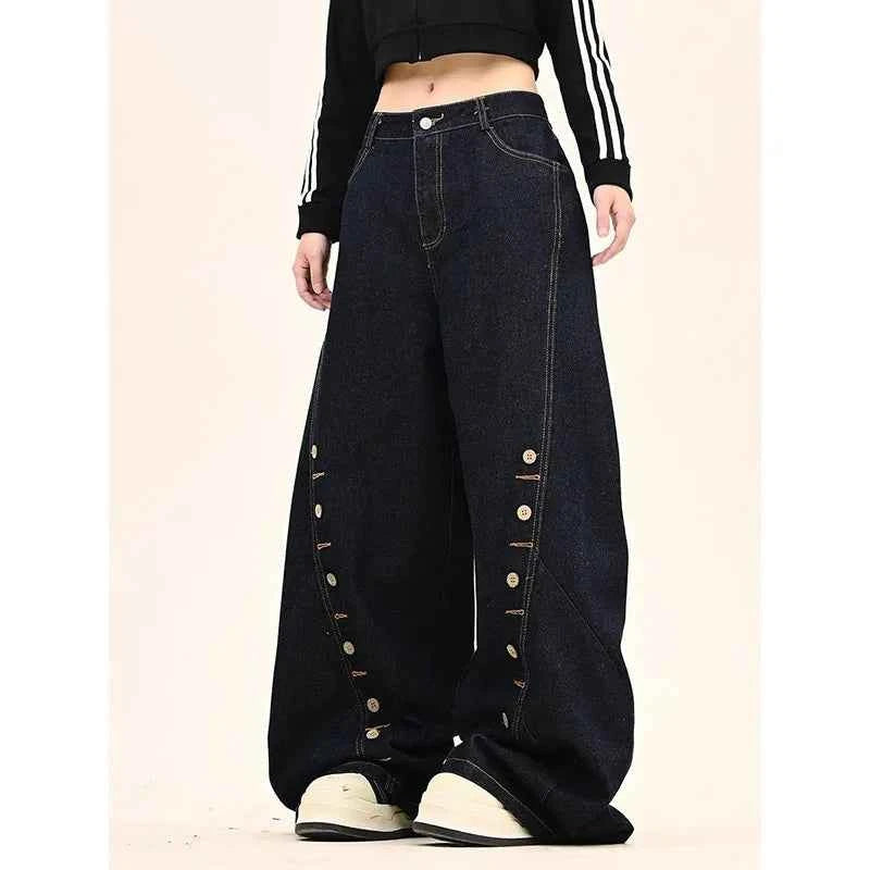 Insulated 90s Style High Waist Wide Leg Jeans