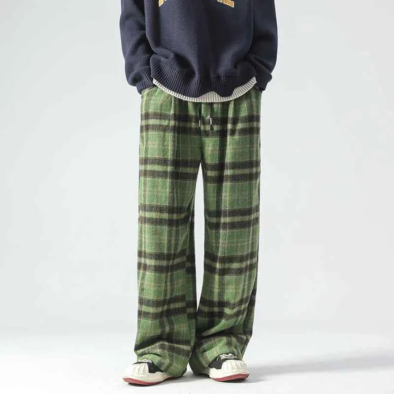 Autumn Fashionable Plaid Wide Leg Sweatpants