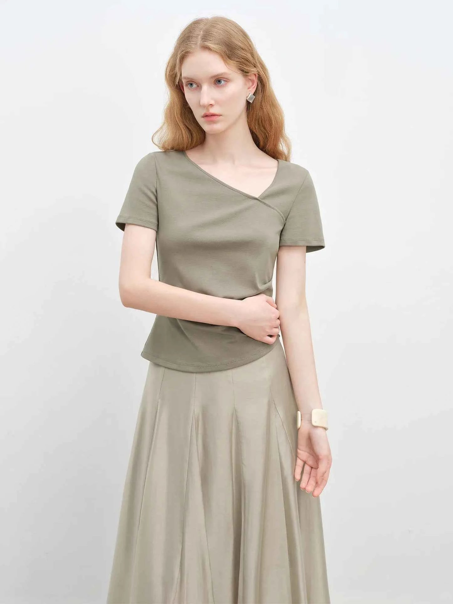 Unique Irregular V-Neck T-Shirt