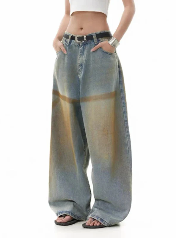 Elevated Y2K High Waist Hip Hop Blue Jeans - Luxuryurbanwear