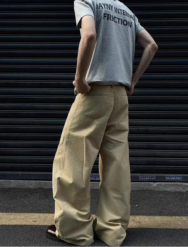 Vintage High Waist Khaki Cargo Jeans - Luxuryurbanwear