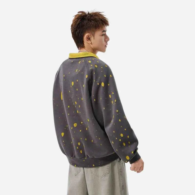 Streetwear Hip Hop Loose Half Zipper Sweatshirt