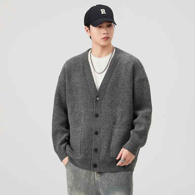 Premium Hip Hop Knitted V-Neck Cardigan