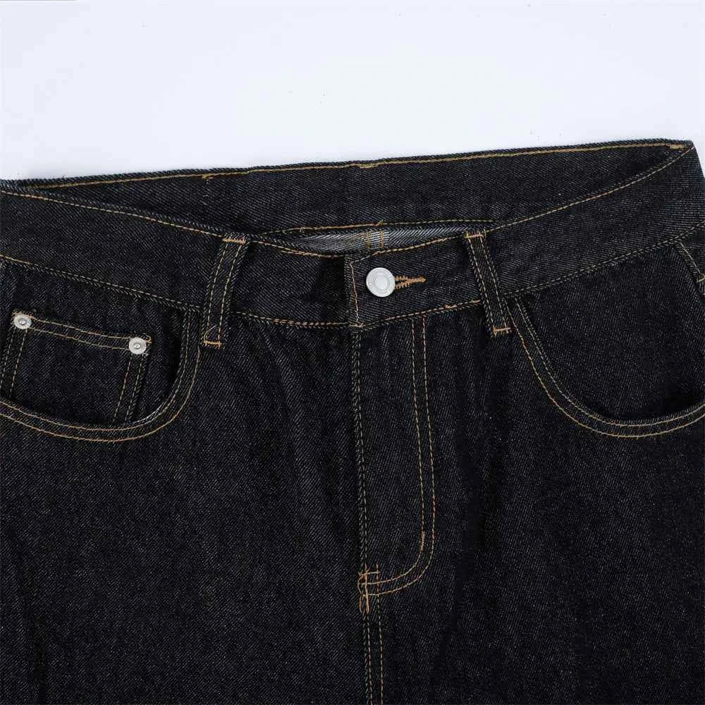 Durable Y2K Washed Raw Denim Wide Leg Jeans