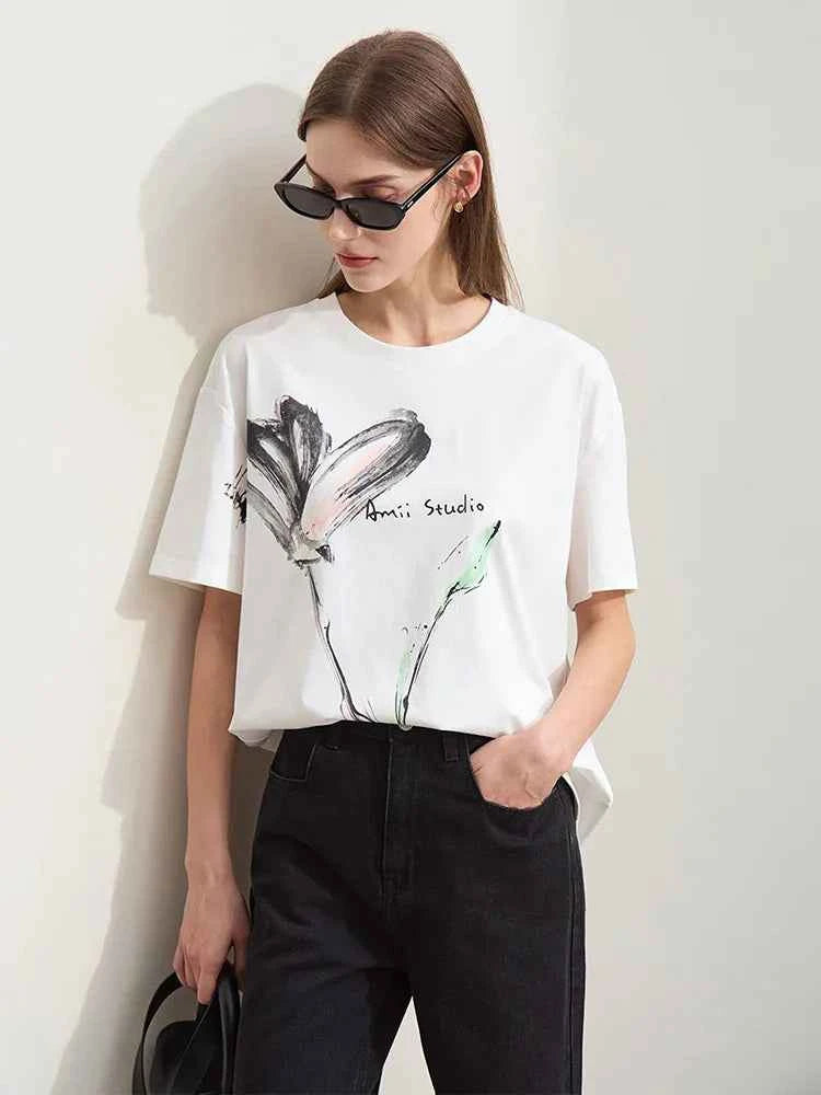 Ink Art Print Minimalist Summer T-Shirt