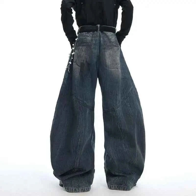 Metal chain decorate loose wide Leg Jeans