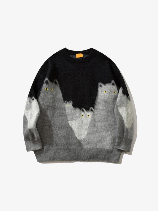Cat Graphic Knitted Sweater