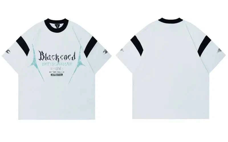 Warm Graphic Printed V-Neck Cotton Racing T-Shirt