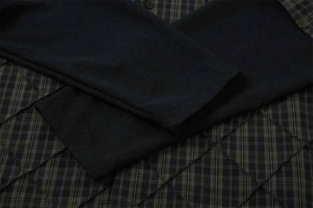 Streetwear Plaid Spliced Long Sleeve Lapel Shirt