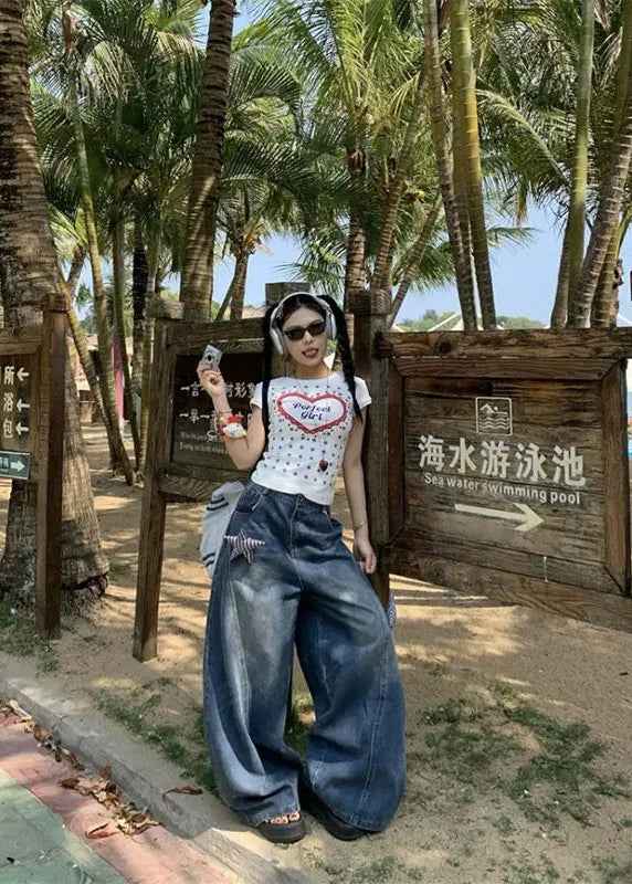 Y2K Gothic Grunge Star Oversized Denim Jeans