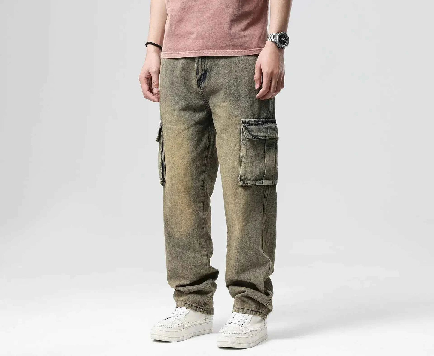 High Waist Distressed Baggy Straight Jeans