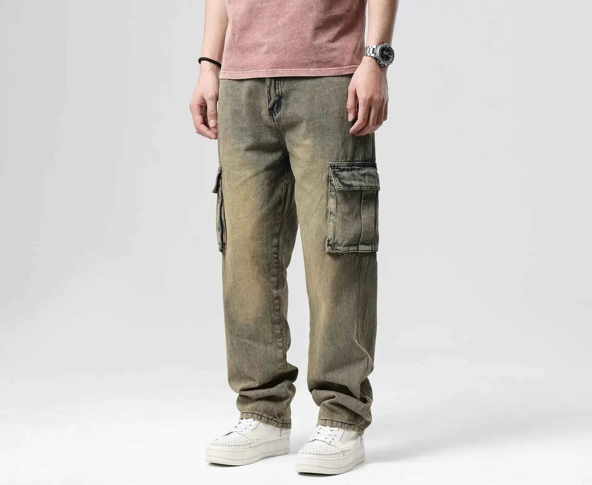 High Waist Distressed Baggy Straight Jeans