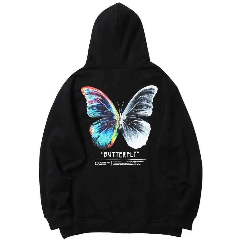 Flattering Colorful Butterfly Print Hip Hop Hoodie