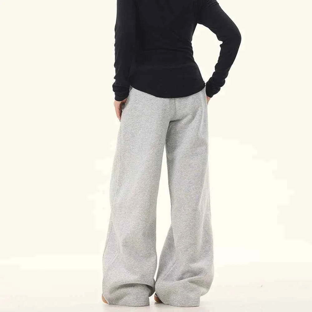 Gray Baggy Drawstring Casual Sweatpants