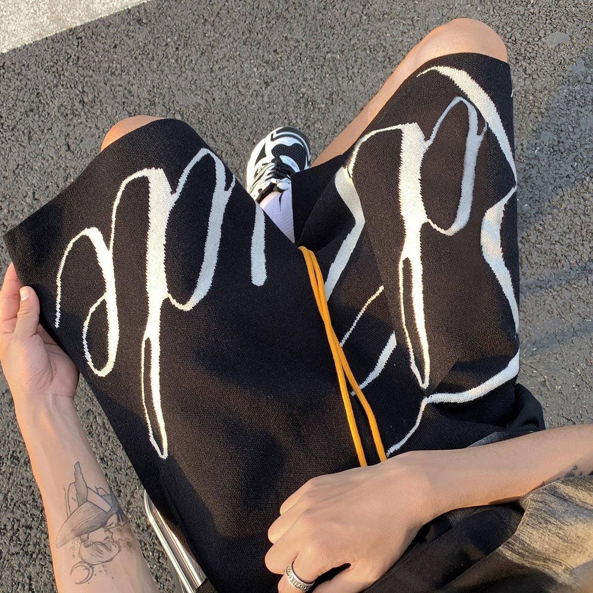 Letter Foam Y2K Knee Length Shorts