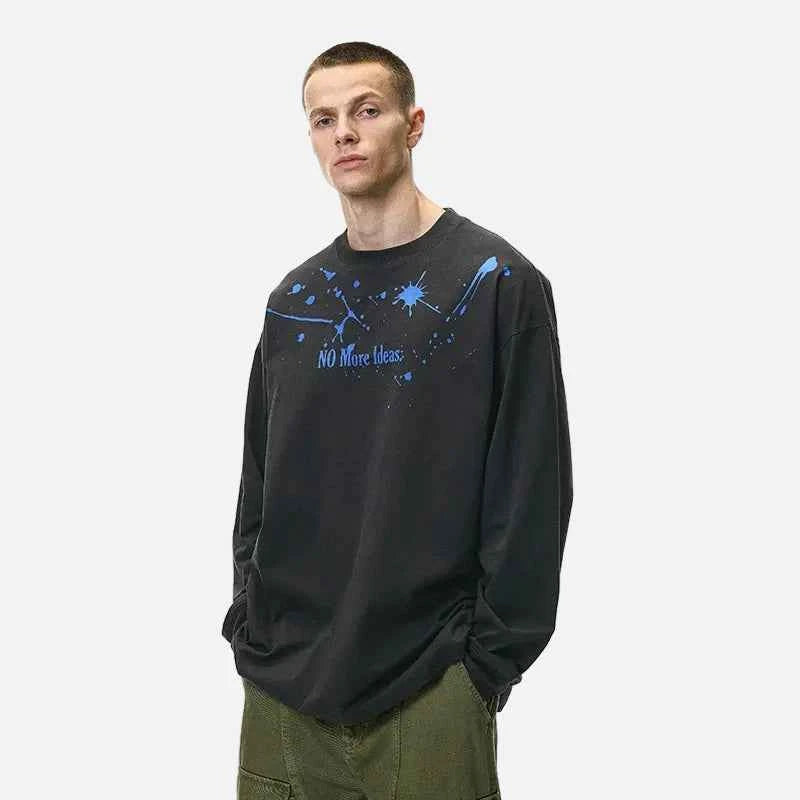 American Splatter Color Block Long Sleeve T-Shirt
