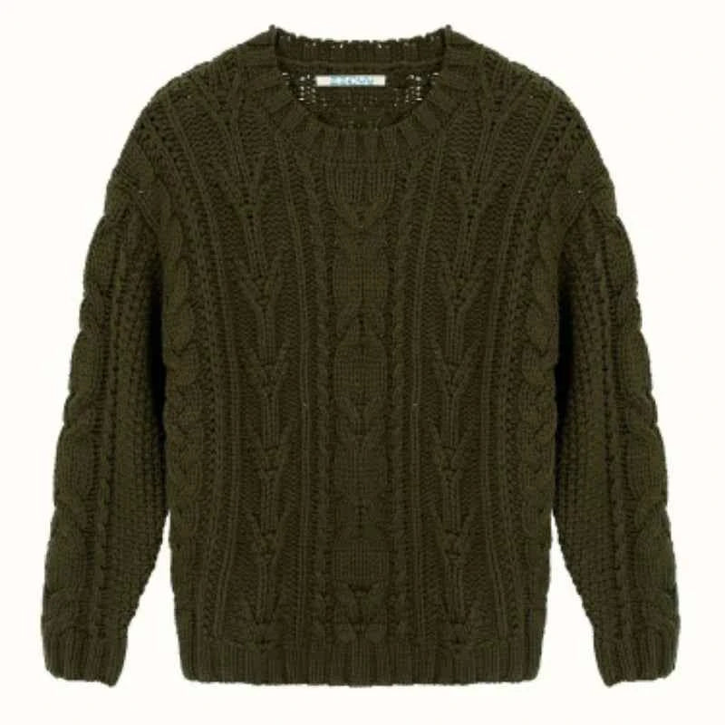 Women Vintage Green Knitwear Casual Sweater