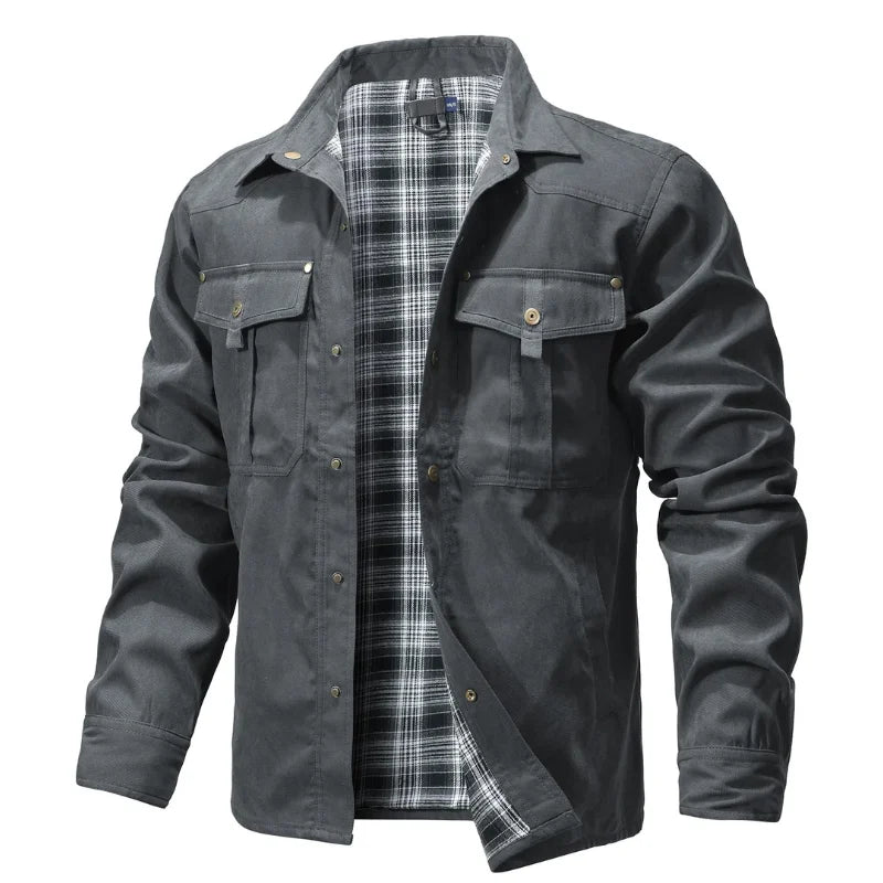 Flannel Lined Plaid Button-Up Jacket