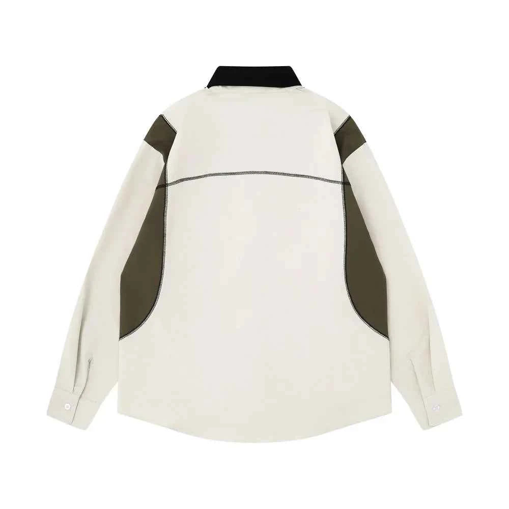Casual Letter Embroidery Patchwork Long Sleeve Shirt