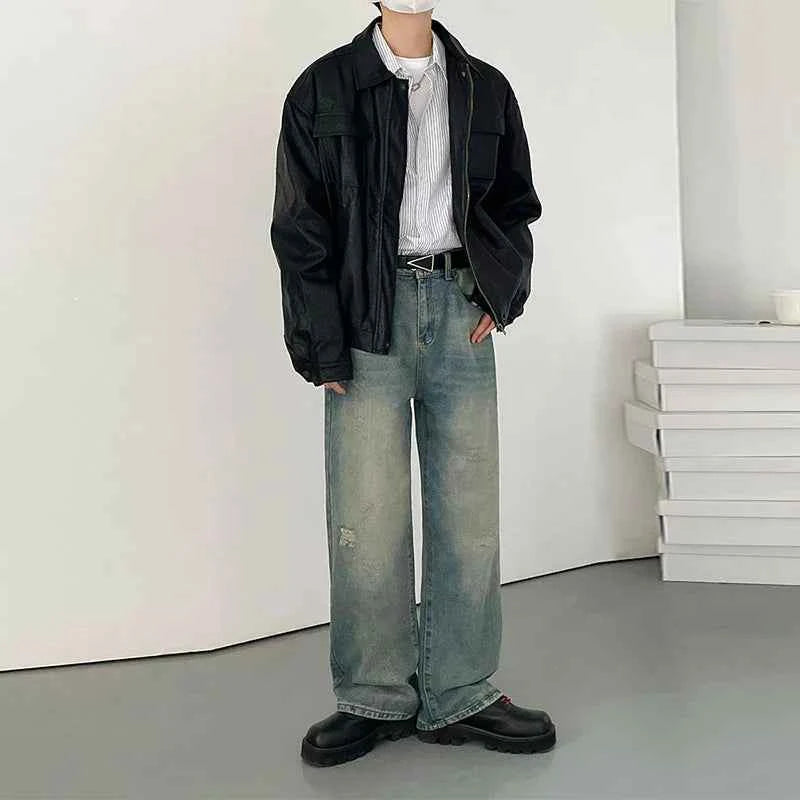 Men's Classic Retro Texture PU Leather Jacket