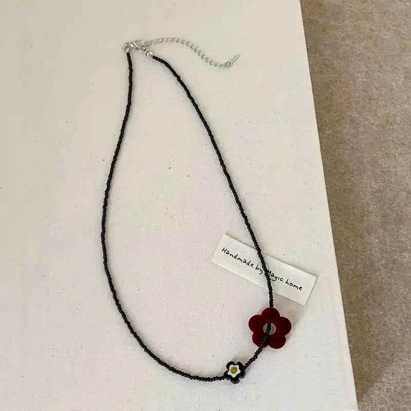 Stylish Beaded Flower Chain Choker Necklace