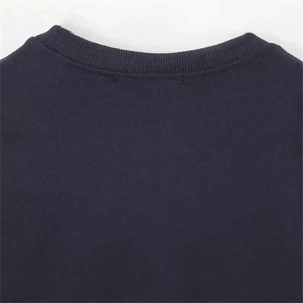 Cozy Embroidered Round Neck Long Sleeve Sweatshirt
