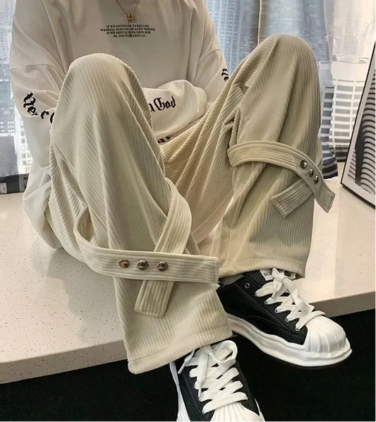 Streetwear Japanese Style Corduroy Cargo Pants - Luxuryurbanwear