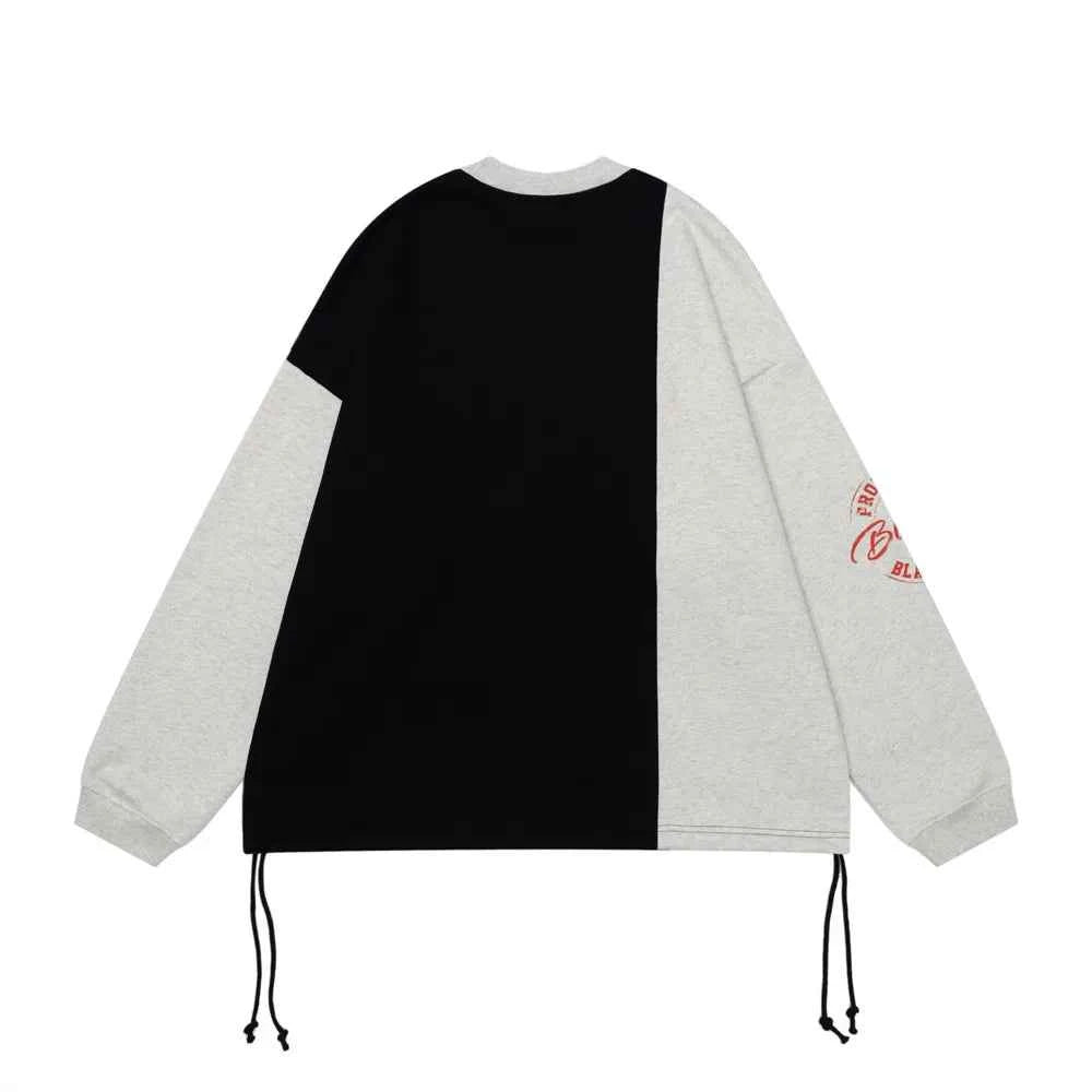 Cozy Distressed Patchwork Fleece Crew Sweatshirt