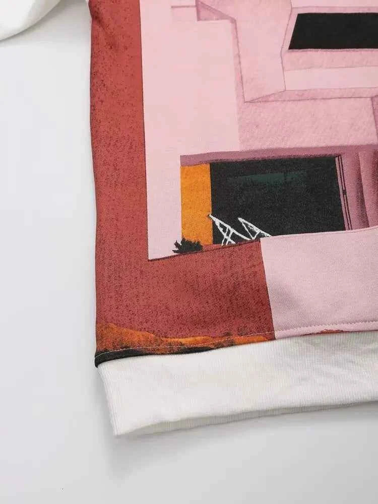 Cozy Oversized Printed Sweatshirt - Heavyweight Luxury Graphic Fleece Pullover